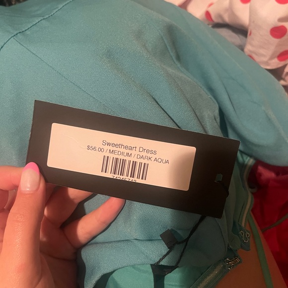 Do + Be Strapless Turquoise Dress - Picture 3 of 4